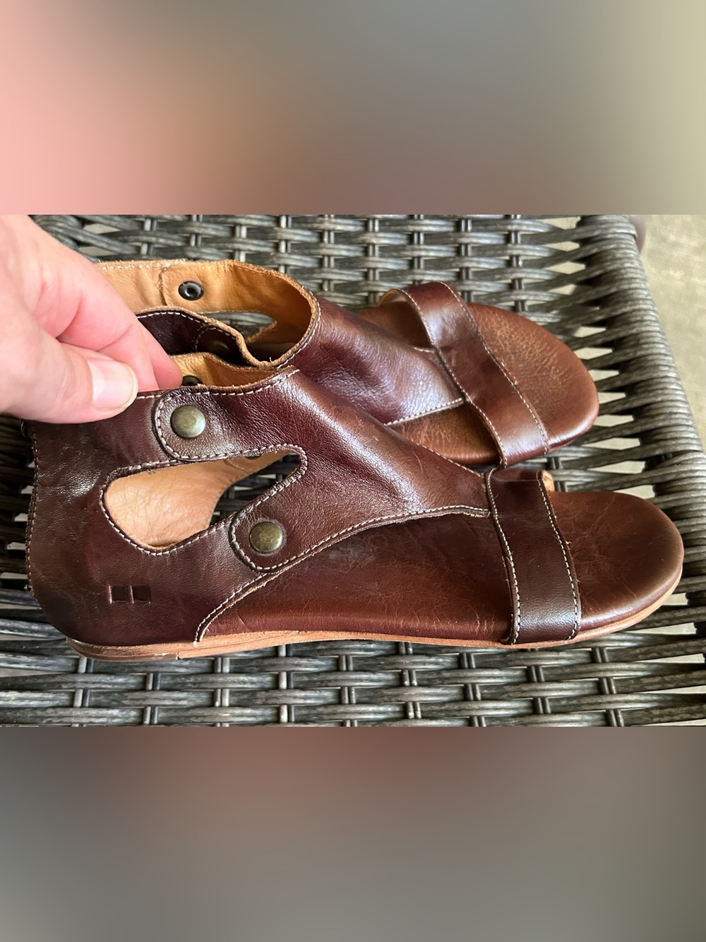 Brown Leather Open-Toe Sandals bedstu